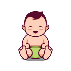 Happy baby sitting in diaper image vector