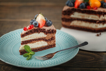 Chocolate sponge cake with oat bran and almond flour