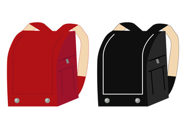 赤と黒のランドセル イラスト