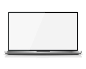 Modern silver laptop isolated on a white background