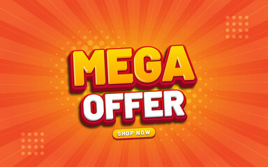 Mega offer banner with editable text effect.