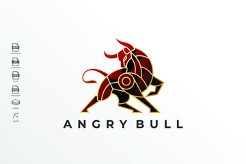 Geometric Lineart Angribull Logo Design