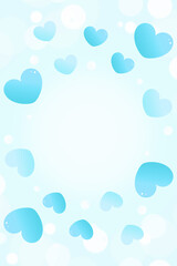 ブルーハートのパーティクル背景　縦位置