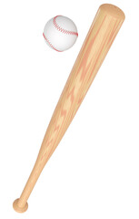 Wodoen professional softball or baseball bat and ball isolated on white.