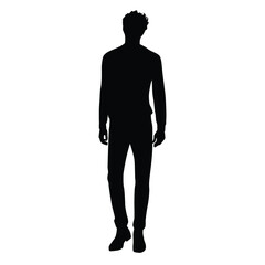 Vector silhouette of a man standing, businessman, black color, isolated on a white background