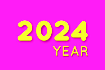 2024 year. pink Calendar with neon yellow text. Vector illustration.