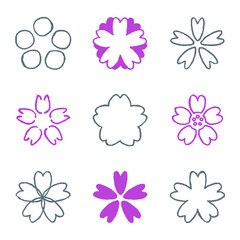 桜　ピンク 　イラスト　ベクター　手描き風