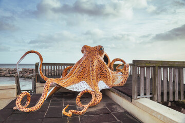 Huge decorative octopus on the playground in a Danish port city Grenaa Havn © Виктор Осипенко