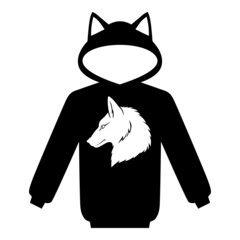 Hooded sweatshirt with fox face on the chest icon