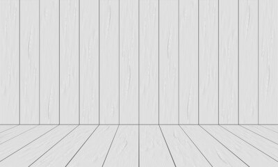 Realistic white wood room space background texture vector
