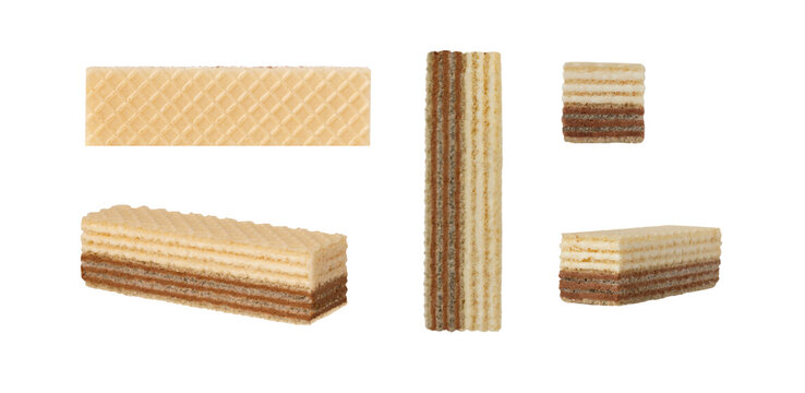 Chocolate and creamy stuffed wafer waffer isolated on white background