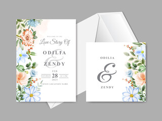 elegant wedding invitation template with beautiful floral design