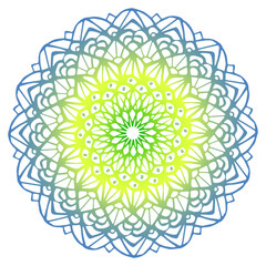 Mandala. Round gradient mandala on a white isolated background.