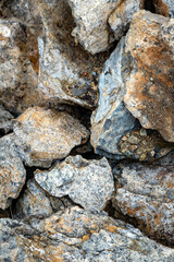 a pile of stones split before construction