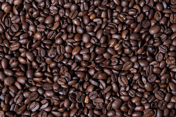 Many brown  coffee beans 
