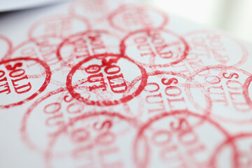 Red stamp sold out on white background