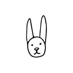 hand drawn outline element for easter, bunny