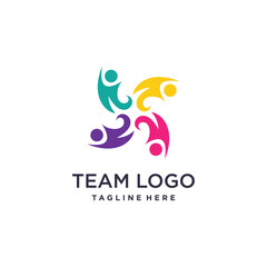 Team work logo design with modern creative style Premium Vector