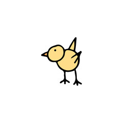 hand drawn color element for easter, small chicken