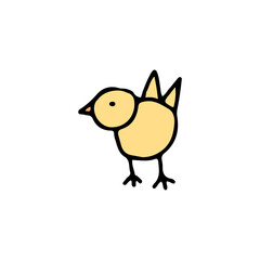 hand drawn color element for easter, small chicken