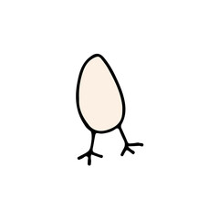 hand drawn color element for easter, newborn chicken in egg shell