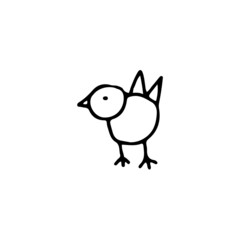 hand drawn outline element for easter, small chicken