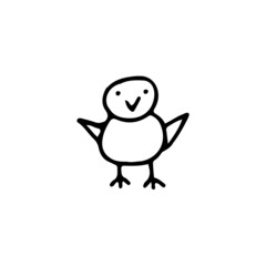 hand drawn outline element for easter, small chicken