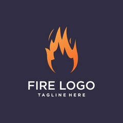 Fire logo design with creative abstract concept Premium Vector
