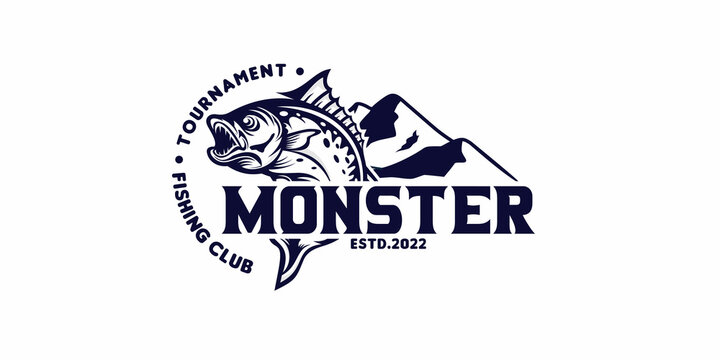 Fishing tournament vintage logo template