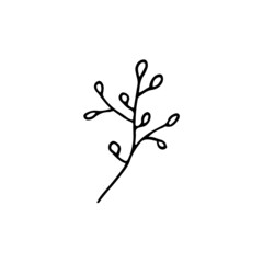 hand drawn outline element for easter, decorative plant
