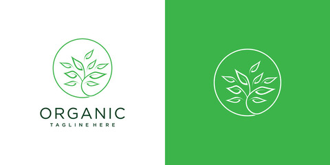 Nature logo design with creative concept Premium Vector