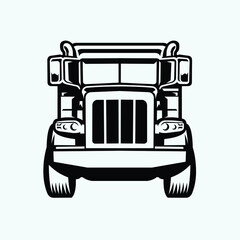 Dump truck front view silhouette vector isolated illustration © bonky