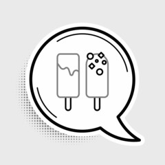 Line Ice cream icon isolated on grey background. Sweet symbol. Colorful outline concept. Vector