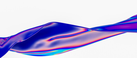 Fluid design twisted shapes holographic 3D abstract background iridescent wallpaper