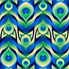 Vertical pattern with peacock feathers.