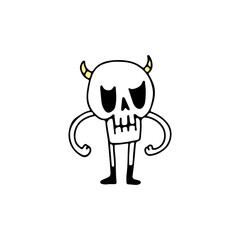 Cute Angry Skull, illustration for t-shirt, poster, sticker, or apparel merchandise. With cartoon style.