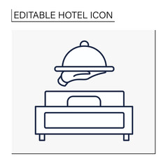  Bed and breakfast line icon. Service in small hotel. Private room for sleep for night with morning meal.Hotel concept. Isolated vector illustration. Editable stroke