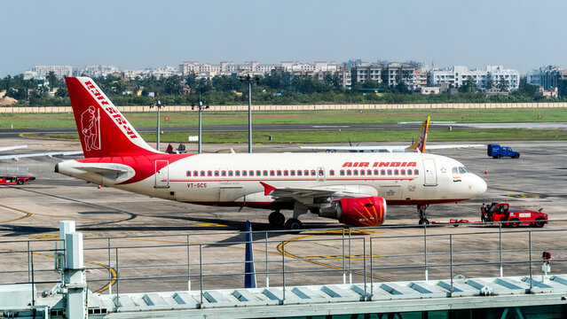 Air India Airbus is getting ready before takeoff