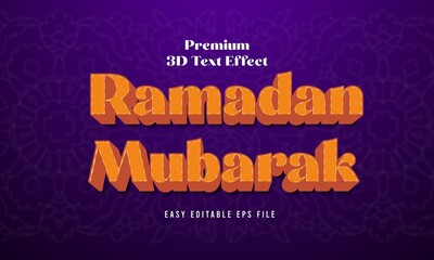 Ramadan Mubarak premium 3d editable text effect design vector 