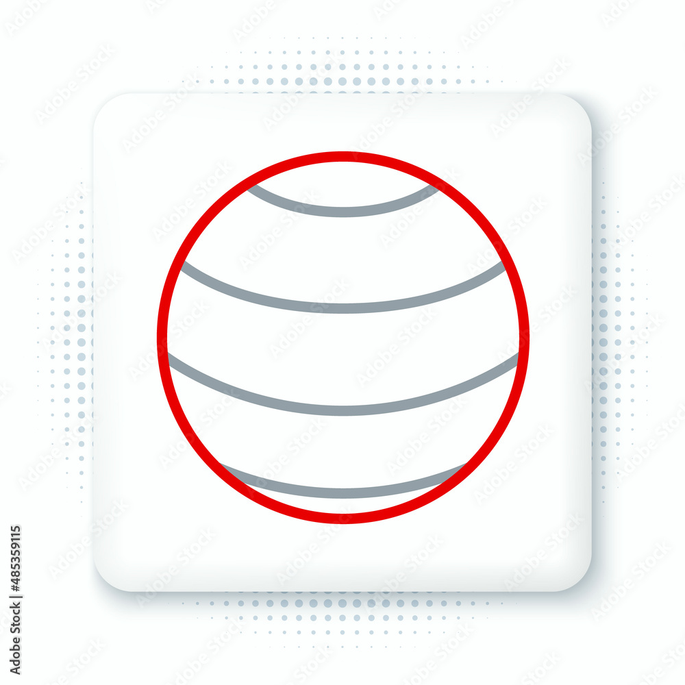 Sticker Line Fitness ball icon isolated on white background. Gym ball. Colorful outline concept. Vector