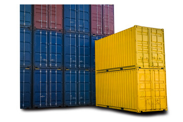 Containers dicut clipping path for import export design concept on white background