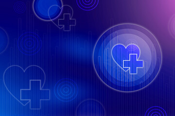 2d illustration medical health care symbols futuristic background
