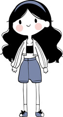cute doodle girl cartoon style