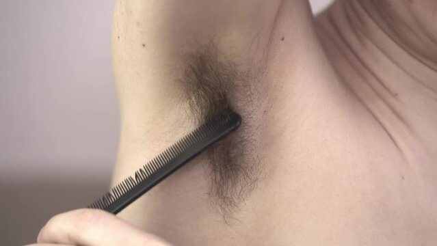 Hairy armpits, hair removal and depilation, body care concept