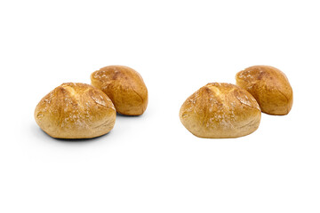 Dinkelbrötchen aus der Bäckerei, isoliert auf weißem Hintergrund