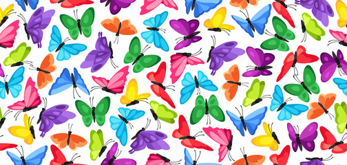 Seamless pattern with decorative butterflies. Colorful abstract insects.