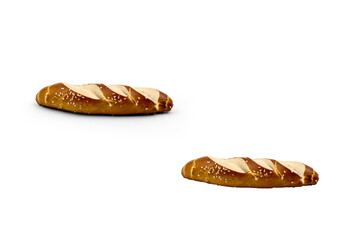 Laugenstange mit Sesam isoliert auf weißem Hintergrund