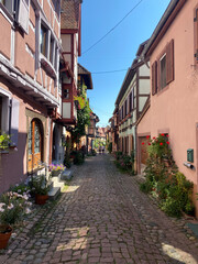 Beautiful houses in Alsace village in France