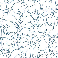 Rabbit seamless pattern. Simple bunny seamless background