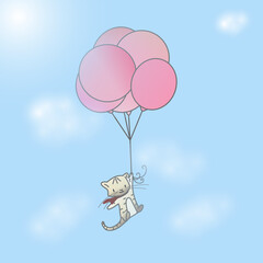 cat in balloons